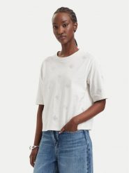 Guess T-Shirt V6GI18 K2985 Kremowy Regular Fit. Białe t-shirty damskie Guess, s, z aplikacjami, z bawełny, bez kołnierzyka. Za 182.99 zł.