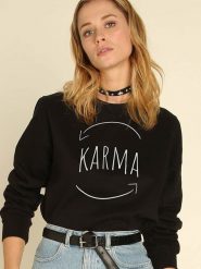 WOOOP Bluza "Karma" w kolorze czarnym rozmiar: L. Czarne bluzy damskie Wooop, l, bez wzorów, z bawełny, bez kaptura. Za 108.99 zł.