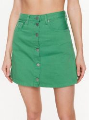 Tommy Jeans Spódnica trapezowa A-Line DW0DW15663 Zielony Regular Fit. Zielone spódnice damskie Tommy Jeans, bez wzorów, z bawełny. Za 399.99 zł.