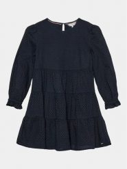 Tommy Hilfiger Sukienka codzienna Broderie Anglaise KG0KG07779 D Niebieski Regular Fit. Niebieskie sukienki dziewczęce Tommy Hilfiger, bez wzorów, z bawełny, bez ramiączek, proste. Za 399.99 zł.