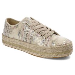 Beżowe Espadryle Rieker Modne Obuwie Damskie. Brązowe espadryle damskie Rieker, bez wzorów, z materiału, bez obcasa. Za 259.00 zł.