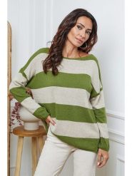 So Cachemire Sweter "Epi" w kolorze zielono-beżowym rozmiar: S. Brązowe swetry klasyczne damskie So Cachemire, s, z kaszmiru, bez kołnierzyka. Za 217.95 zł.