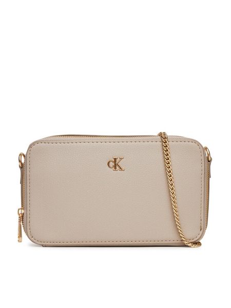 Calvin Klein Torebka Minimal Mono Camera Bag LV04K1086G Beżowy. Brązowe torebki wieczorowe damskie Calvin Klein, bez wzorów, ze skóry, bez dodatków. Za 219.99 zł.