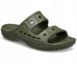 Klapki Dla Dorosłych Crocs Baya. Zielone klapki damskie Crocs, bez wzorów, z materiału, bez obcasa, bez zapięcia. Za 119.99 zł.