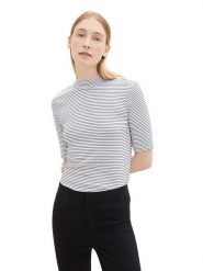 Tom Tailor Koszulka w kolorze biało-czarnym rozmiar: XL. Białe bluzki damskie Tom Tailor, xl, bez wzorów, bez kołnierzyka, bez ramiączek. Za 39.49 zł.