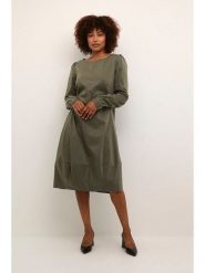 CULTURE Sukienka w kolorze oliwkowym rozmiar: L. Brązowe sukienki damskie Culture, bez wzorów, bez ramiączek. Za 152.99 zł.