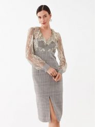 TWINSET Sukienka codzienna 232TP2630 Szary Regular Fit. Szare sukienki damskie Twinset, bez wzorów, z syntetyku, bez ramiączek. Za 1,529.00 zł.