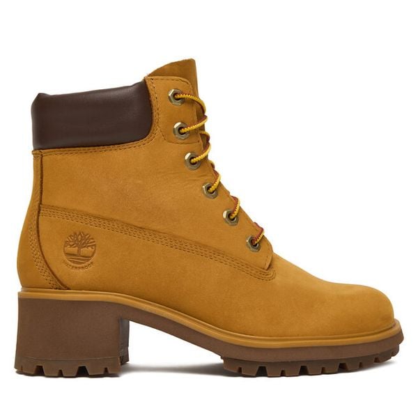 Trzewiki Timberland. Żółte botki damskie Timberland, bez obcasa, na słupku, bez zapięcia. Za 519.99 zł.