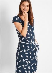 Sukienka shirtowa. Niebieskie sukienki damskie bonprix, bez wzorów, bez ramiączek. Za 77.99 zł.