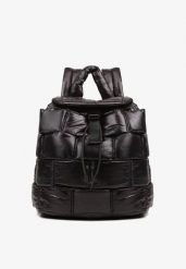 Czarny Pikowany Plecak w Stylu Puffer z Klapą i Ściągaczem Ruvitte. Czarne plecaki Born2be, bez wzorów, z dzianiny. Za 149.99 zł.