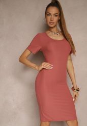 Różowa Basicowa Sukienka z Bawełną Lumaselle. Czerwone sukienki damskie Renee, bez wzorów, z bawełny, klasyczne, bez ramiączek. W wyprzedaży za 47.99 zł.