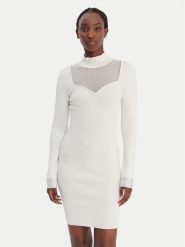 Guess Jeans Sukienka dzianinowa W6RK61 Z4842 Biały Regular Fit. Białe sukienki damskie Guess Jeans, z aplikacjami, z dzianiny, bez ramiączek. Za 529.99 zł.