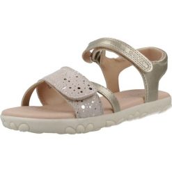 Sandały GEOX J SANDAL HAITI Złoty. Żółte sandały damskie Geox, bez wzorów, z syntetyku, bez obcasa, bez zapięcia. Za 227.99 zł.