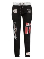 Geographical Norway Spodnie dresowe "Moliere" w kolorze czarnym rozmiar: L. Czarne spodnie dresowe damskie Geographical Norway, l, z aplikacjami, z dresówki. Za 96.60 zł.