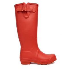 Kalosze Hunter. Czerwone kalosze damskie Hunter, bez wzorów. Za 349.99 zł.