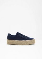 Sneakersy na podeszwie platformie. Niebieskie obuwie sportowe casual damskie bonprix, bez zapięcia. Za 124.99 zł.