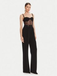 Elisabetta Franchi Kombinezon TU-057-56E2 Czarny Regular Fit. Czarne sukienki damskie Elisabetta Franchi, bez wzorów, z syntetyku, bez ramiączek. Za 2,689.00 zł.