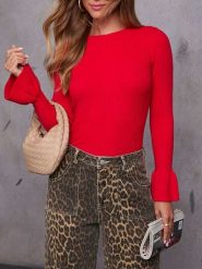 Milan Kiss Sweter w kolorze czerwonym rozmiar: M. Czerwone swetry klasyczne damskie Milan Kiss, m, prążkowane, bez kołnierzyka. Za 130.99 zł.