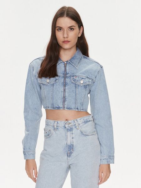 Tommy Jeans Kurtka jeansowa DW0DW17450 Niebieski Slim Fit. Niebieskie kurtki damskie Tommy Jeans, l, bez wzorów, z jeansu, bez kaptura. Za 749.99 zł.