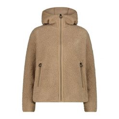 Bluza damska CMP 35P3856 Long Teddy Highloft. Brązowe bluzy damskie CMP, bez wzorów, bez kaptura. Za 329.99 zł.