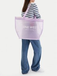 Nine West Torebka CEO-Eloura-LA374-4074 Fioletowy. Fioletowe shopper bag Nine West, bez wzorów, z materiału, bez dodatków. Za 79.99 zł.