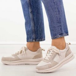 Beżowe skórzane sneakersy damskie Sergio Leone Sp116. Brązowe obuwie sportowe damskie Sergio Leone, na lato, z jeansu, bez zapięcia, trekkingowe. Za 209.00 zł.