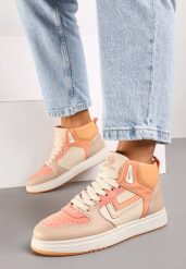 Biało-Pomarańczowe Sneakersy Alcothee. Brązowe obuwie sportowe damskie Born2be, z jeansu, bez zapięcia. Za 49.99 zł.