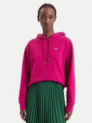 Lacoste Bluza SF7612 Różowy ciemny Oversize. Czerwone bluzy damskie Lacoste, bez wzorów, z bawełny, bez kaptura. Za 594.99 zł.