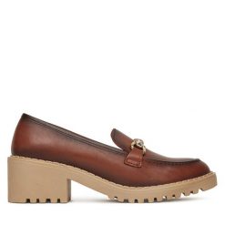 Półbuty Lasocki. Brązowe czółenka damskie Lasocki, bez wzorów, bez obcasa, na obcasie. Za 239.99 zł.