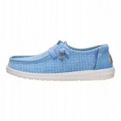 HEYDUDE Damskie Mokasyny Wendy Frayed Canvas. Białe mokasyny damskie Hey dude, z materiału, bez obcasa. Za 259.00 zł.