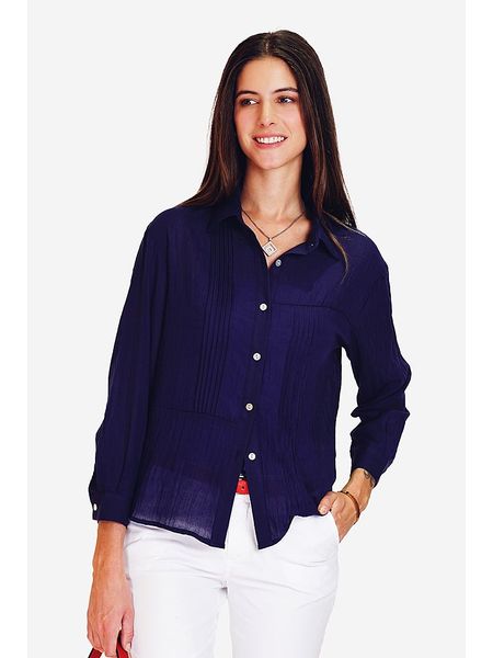 Le Jardin du Lin Lniana bluzka w kolorze granatowym rozmiar: 38. Niebieskie bluzki damskie Le jardin du lin, bez wzorów, ze lnu, klasyczne, bez kołnierzyka, bez ramiączek. Za 139.45 zł.