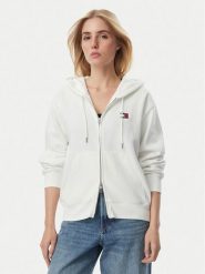 Tommy Jeans Bluza Badge DW0DW23529 Kremowy Regular Fit. Białe bluzy damskie Tommy Jeans, xs, bez wzorów, z bawełny, bez kaptura. Za 381.99 zł.