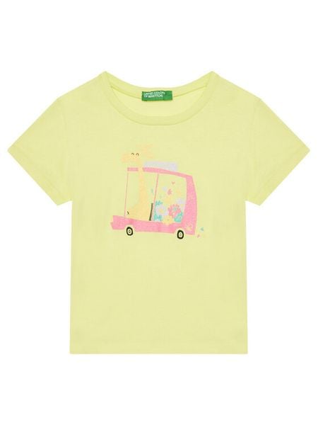 United Colors Of Benetton T-Shirt 3I1XG10JJ Żółty Regular Fit. Żółte koszulki i t-shirty dziewczęce United Colors Of Benetton, bez wzorów, z bawełny, bez kołnierzyka, bez ramiączek. Za 24.99 zł.