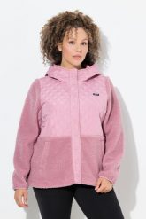 Damskie kurtka polarowa pikowanie kaptur zatrzaski. Czerwone kurtki sportowe damskie Ulla Popken, plus size, bez wzorów, z materiału, z kapturem. Za 389.99 zł.