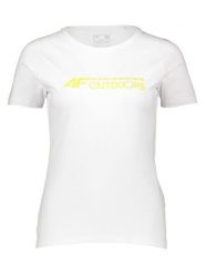 4F Koszulka w kolorze białym rozmiar: XS. Białe bluzki damskie 4F, xs, bez wzorów, z bawełny, bez kołnierzyka, bez ramiączek. Za 30.71 zł.