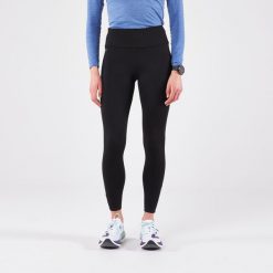 Legginsy do biegania damskie Kiprun Run 100 Warm ocieplane. Czarne legginsy damskie KALENJI, xs, bez wzorów, z elastanu. Za 69.99 zł.