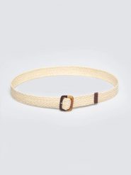 Pasek damski pleciony kremowy Piel 102. Białe paski damskie Big Star, bez wzorów, z tkaniny. Za 99.99 zł.