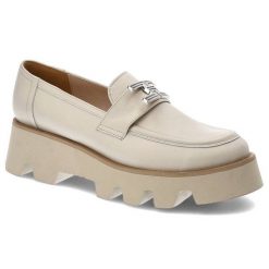 Beżowe Półbuty Karino Modne Skórzane Buty Damskie. Brązowe półbuty damskie Karino, bez wzorów, ze skóry, bez obcasa, na obcasie, bez zapięcia. Za 359.00 zł.