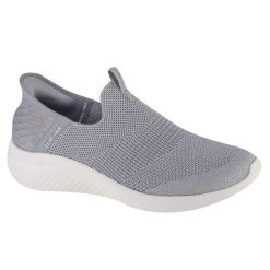 Tenisówki Skechers Model Slip-ins: Sumit Kolor Szary. Szare obuwie sportowe damskie Skechers, z tkaniny, bez zapięcia, tenisowe. Za 359.99 zł.