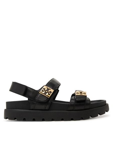 Tory Burch Sandały Mellow Sport 179591 Czarny. Czarne sandały damskie Tory Burch, bez wzorów, ze skóry, bez obcasa, na płaskiej podeszwie, bez zapięcia. Za 1,197.99 zł.