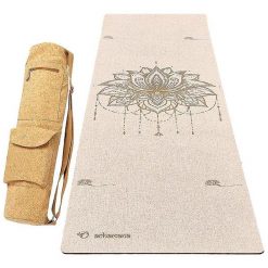 Mata do jogi z gumy i konopi 4,5 mm + torba ze skóry korkowej - Kwiat lotosu. Brązowe torby sportowe ACHAMANA, bez wzorów, z bawełny, duże. Za 529.00 zł.
