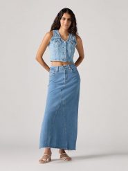 Levi's Spódnica dżinsowa w kolorze niebieskim rozmiar: W33. Niebieskie spódnice damskie Levi's, s, z aplikacjami, klasyczne, maxi. Za 196.24 zł.