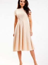 Sukienka Model A569 Beige - awama. Brązowe sukienki damskie Awama, bez wzorów, z elastanu, bez ramiączek. Za 278.53 zł.