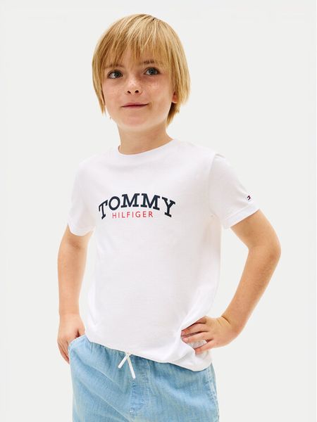 Tommy Hilfiger T-Shirt KB0KB10263 Biały Regular Fit. Białe t-shirty i koszulki chłopięce Tommy Hilfiger, bez wzorów, bez kołnierzyka, bez ramiączek. Za 89.99 zł.