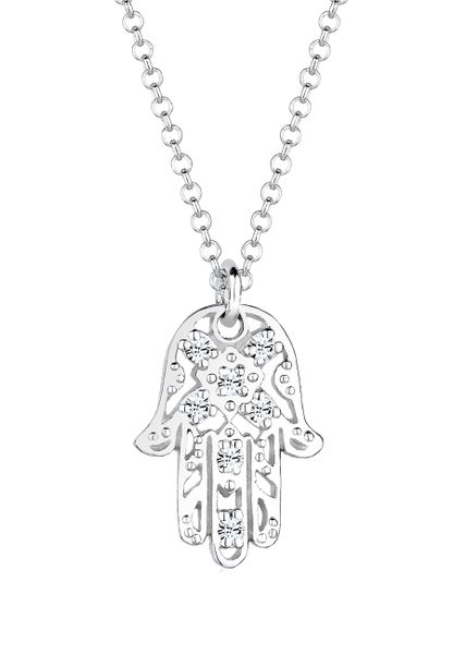 Elli Damska zawieszka ręka Hamsa z kryształami w srebrze 925 Sterling Silver Naszyjniki 1 ct Damski. Szare naszyjniki damskie Elli, z kryształem, srebrne. Za 214.70 zł.