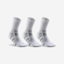 Skarpety sportowe tenis RS560 High 3 pary. Białe skarpetki damskie ARTENGO, bez wzorów, z bawełny. Za 49.99 zł.