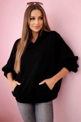 Bluza z kapturem masełko czarna. Czarne bluzy damskie KESI, l, bez wzorów, z elastanu, z kapturem. Za 204.91 zł.