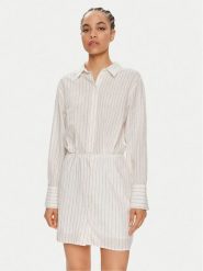 Gina Tricot Sukienka koszulowa 22008 Biały Regular Fit. Białe sukienki damskie Gina Tricot, bez wzorów, z bawełny, bez ramiączek. Za 119.99 zł.