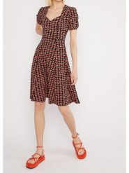 Blutsgeschwister Sukienka "Joyful Hearttutti frutti" w kolorze czarno-koralowym rozmiar: L. Czarne sukienki damskie Blutsgeschwister, bez wzorów, z bawełny, bez ramiączek. Za 156.98 zł.