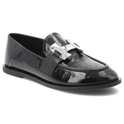 Czarne Półbuty Carinii Eleganckie Obuwie Damskie. Czarne półbuty damskie Carinii, bez wzorów, ze skóry, bez obcasa, bez zapięcia. Za 509.00 zł.